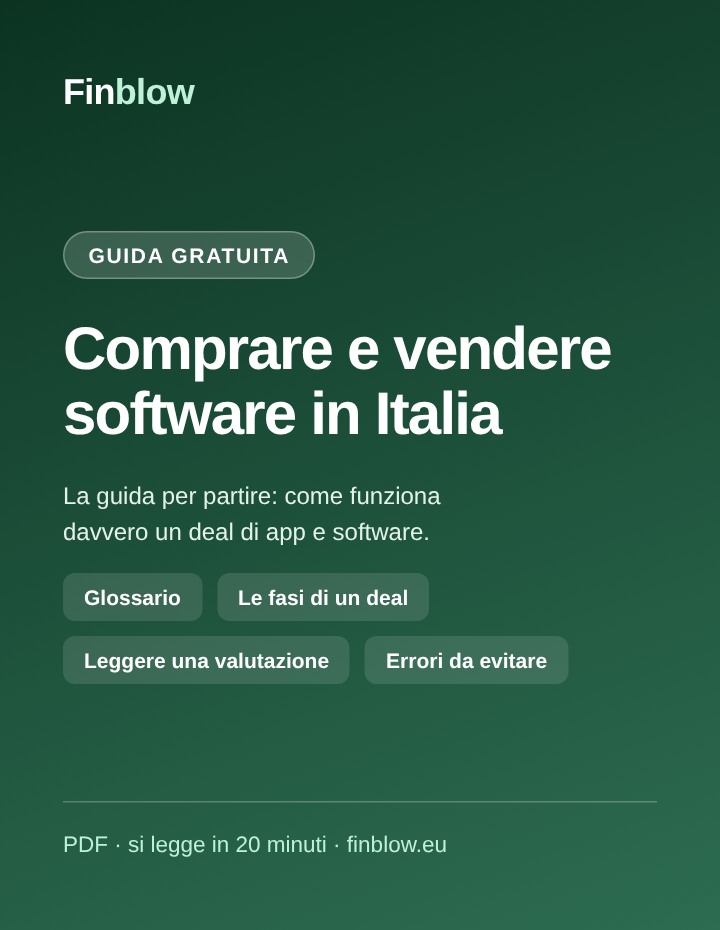 Copertina della guida gratuita Finblow sul comprare e vendere software